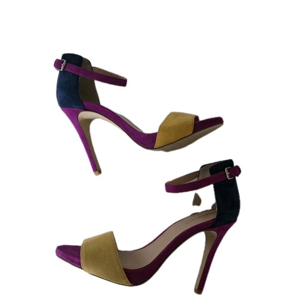Sole Society Sheila Navy Purple Ankle Strap Stiletto Heels Color Block Size 8.5 - Picture 5 of 16